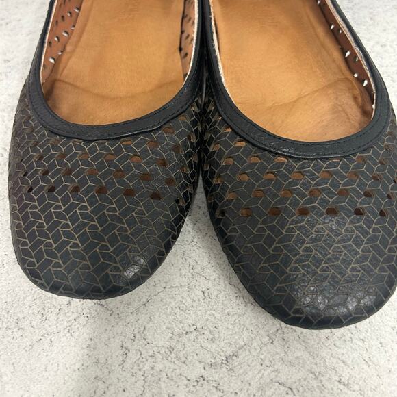 GENTLE SOULS - EUGENE TRAVEL PACKABLE WOVEN BALLET FLAT Black Size 8.5 - Picture 5 of 8